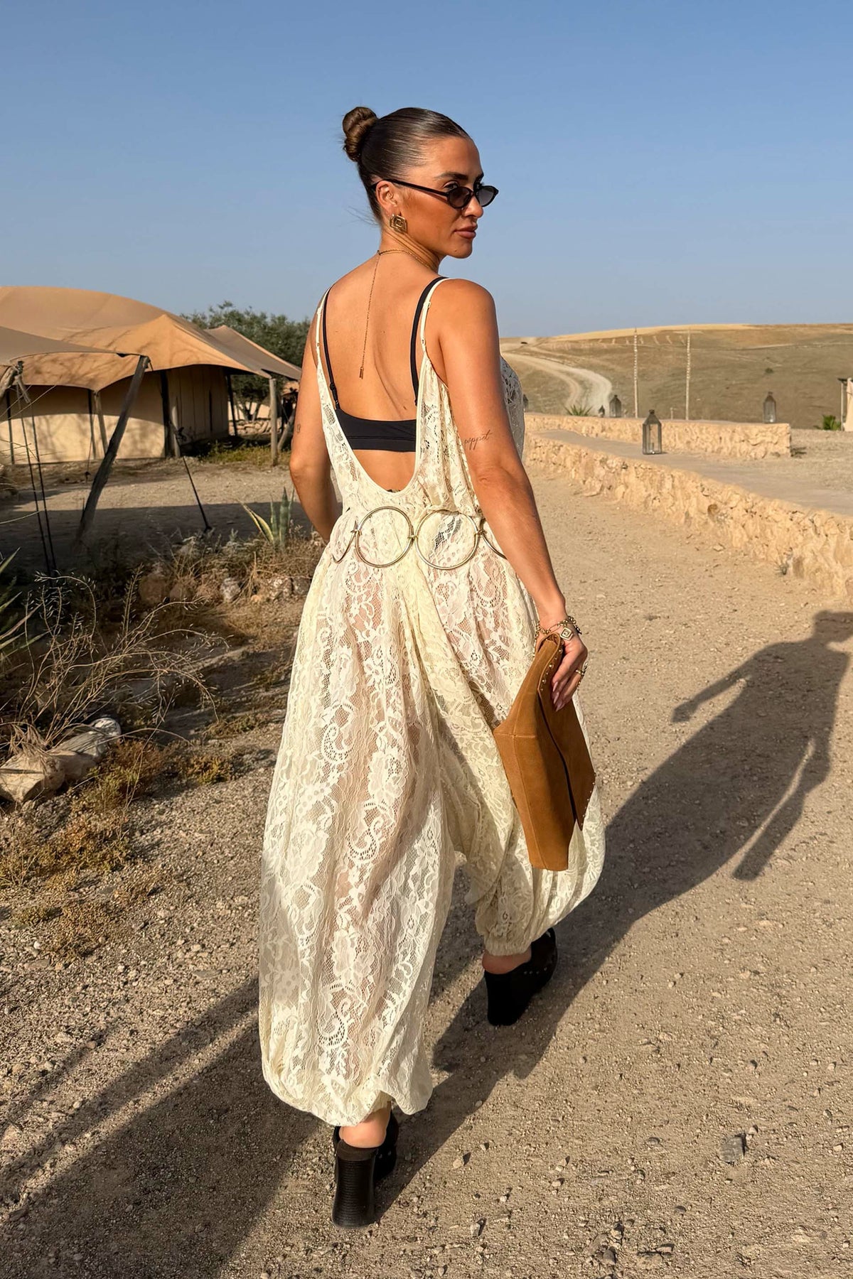 Never Fully Dressed Essential - Cream Lace Balloon Jumpsuit
