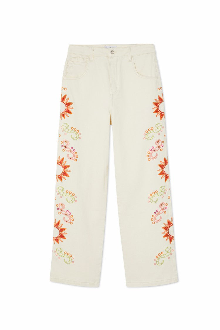Never Fully Dressed Quality - Ecru Enchanted Cut Work Scallop Jeans