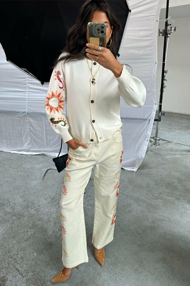 Never Fully Dressed Quality - Ecru Enchanted Cut Work Scallop Jeans