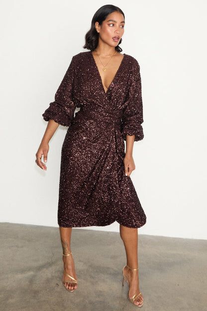 Never Fully Dressed Exclusive - Chocolate Sequin Vienna Dress