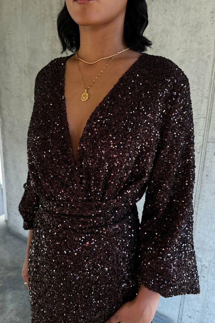 Never Fully Dressed Exclusive - Chocolate Sequin Vienna Dress