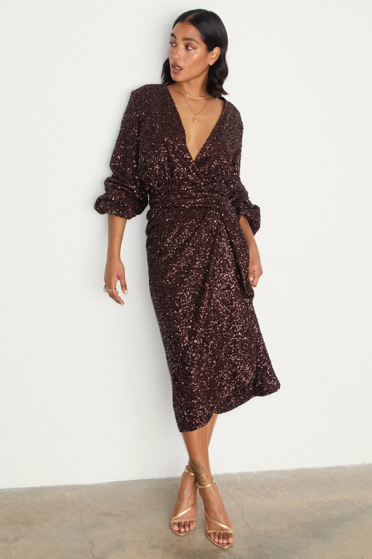 Never Fully Dressed Exclusive - Chocolate Sequin Vienna Dress
