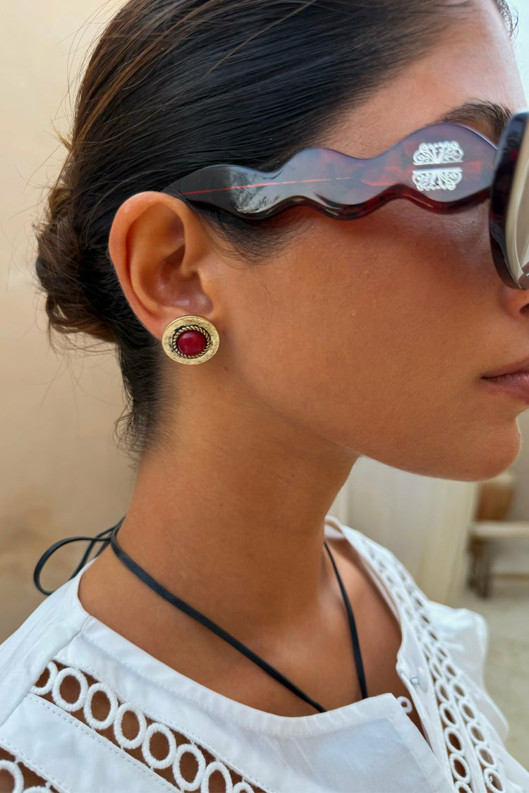 Never Fully Dressed Best Seller - Deloris Red Circle Earrings - Limited Edition - Never Fully Dressed