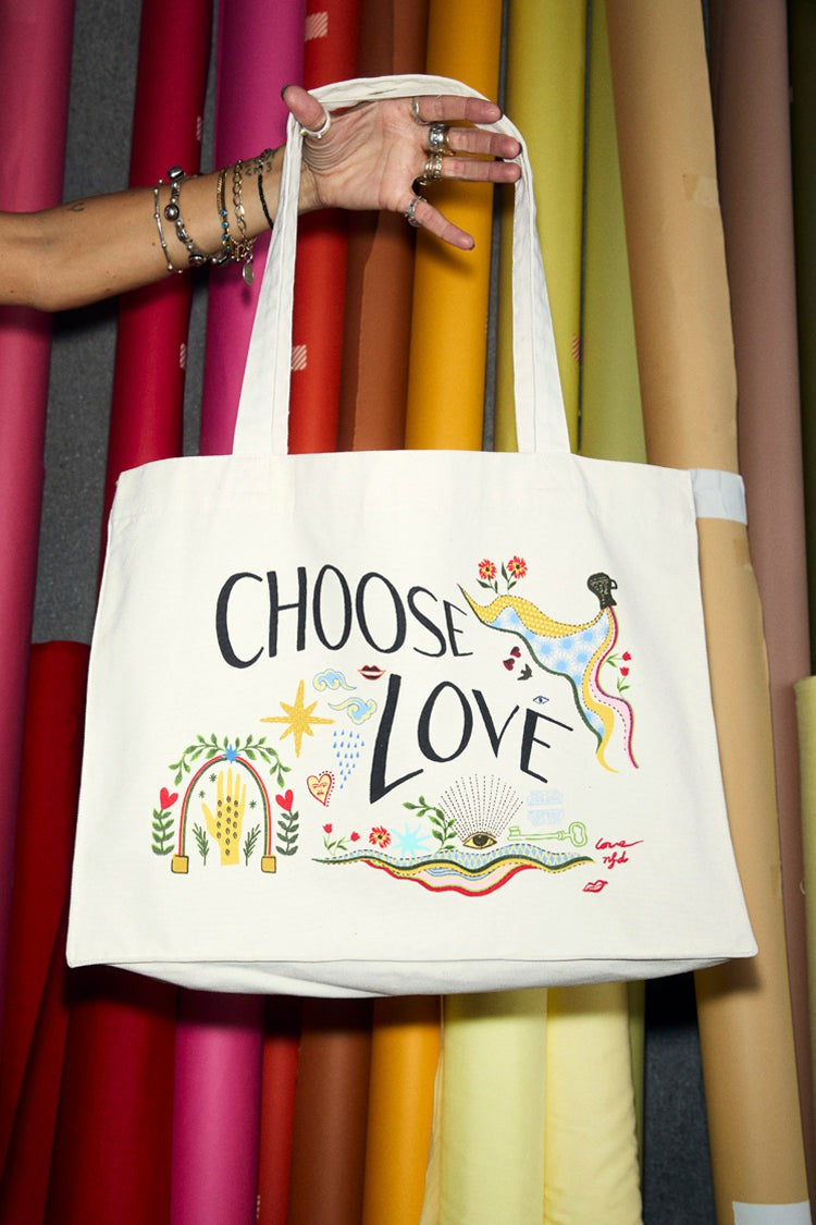 Never Fully Dressed Deals - Choose Love Tote Bag - 50% Donated to Choose Love - Never Fully Dressed