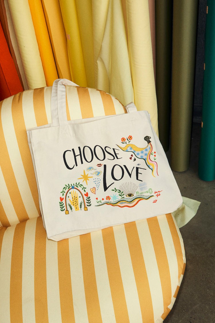 Never Fully Dressed Deals - Choose Love Tote Bag - 50% Donated to Choose Love - Never Fully Dressed