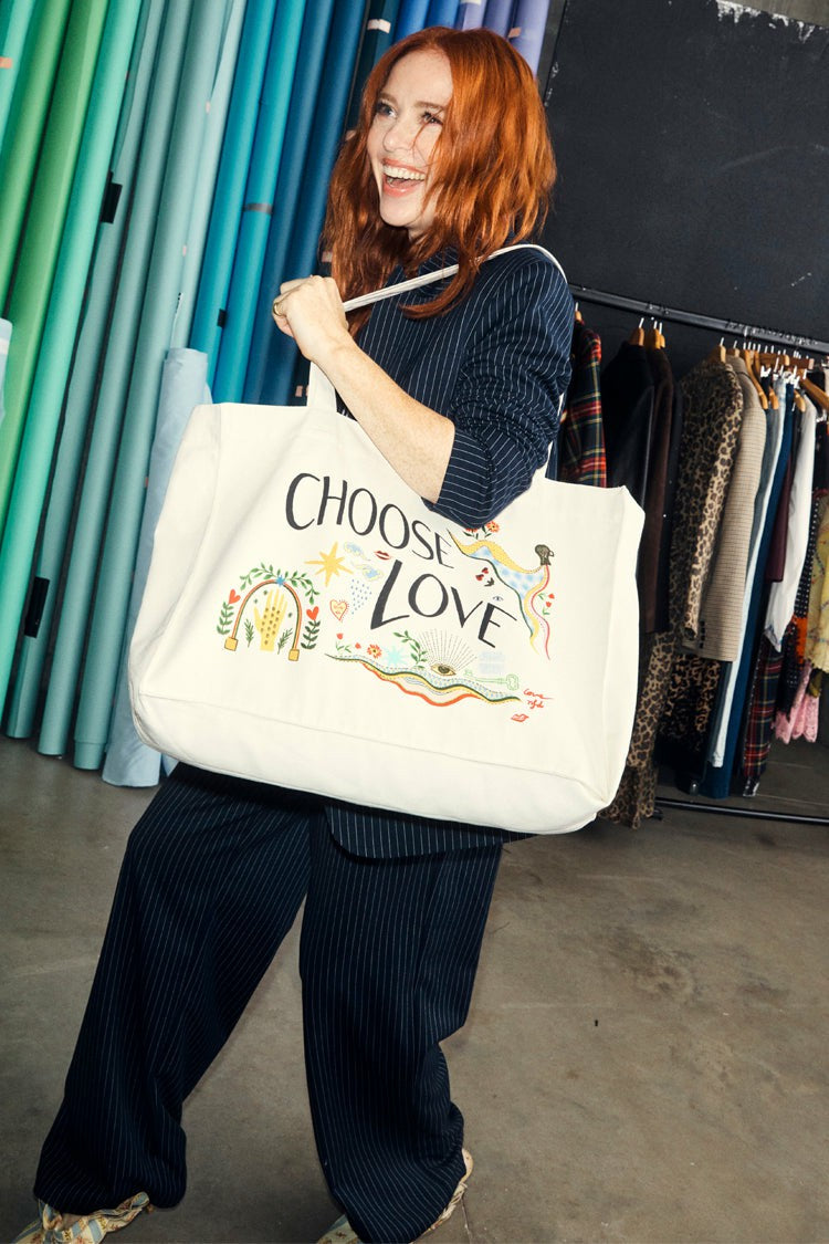 Never Fully Dressed Deals - Choose Love Tote Bag - 50% Donated to Choose Love - Never Fully Dressed