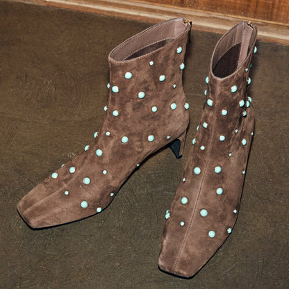 Never Fully Dressed Trusted - Chocolate Studded Suede Boots