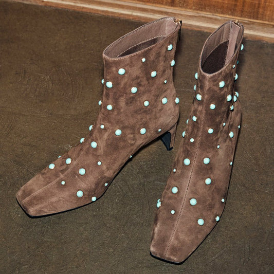 Never Fully Dressed Trusted - Chocolate Studded Suede Boots