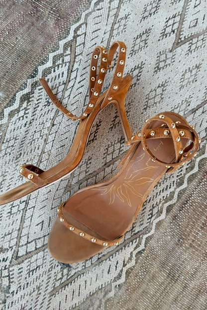 Never Fully Dressed Sale - Tan Stud High Heels