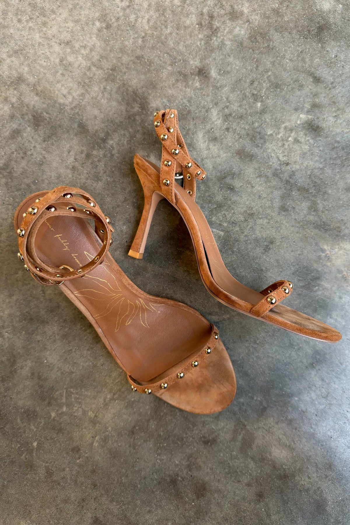 Never Fully Dressed Sale - Tan Stud High Heels