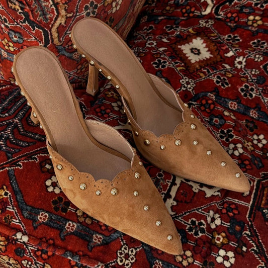 Never Fully Dressed Trending - Suede Scallop City Mules
