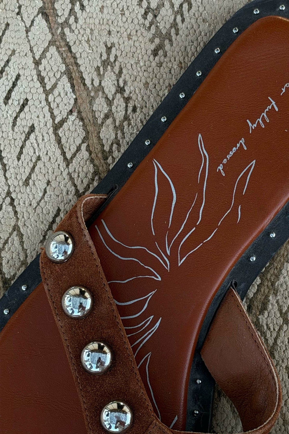 Never Fully Dressed Classic - Tan Leather Stud Sandals