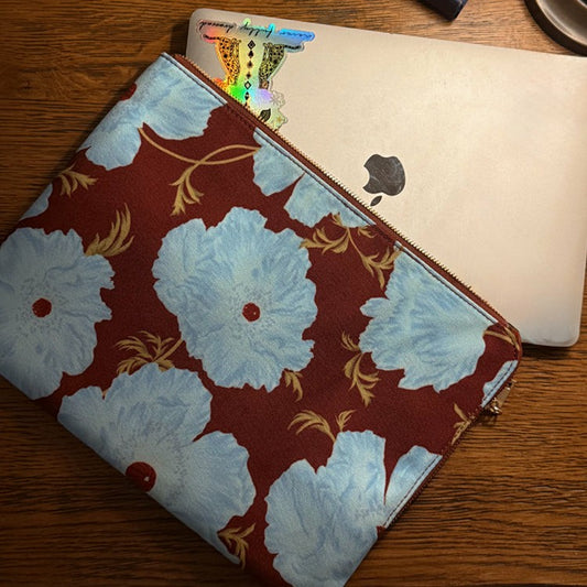 Never Fully Dressed Top Pick - Blue & Burgundy Poppy Laptop Case
