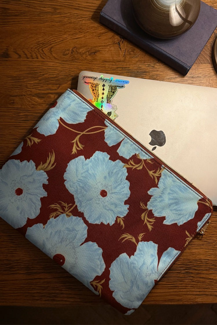 Never Fully Dressed Top Pick - Blue & Burgundy Poppy Laptop Case