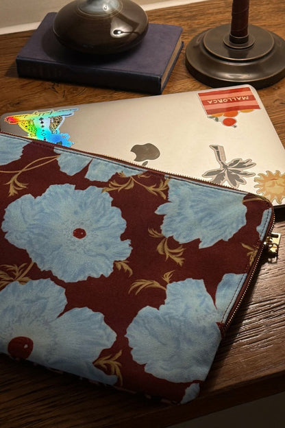 Never Fully Dressed Top Pick - Blue & Burgundy Poppy Laptop Case