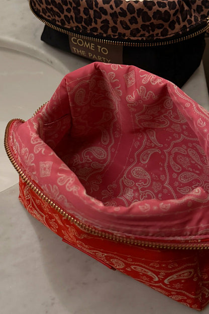 Never Fully Dressed Discount - Red Bandana Reversible Make Up Bag