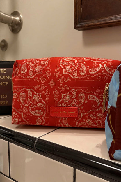 Never Fully Dressed Discount - Red Bandana Reversible Make Up Bag