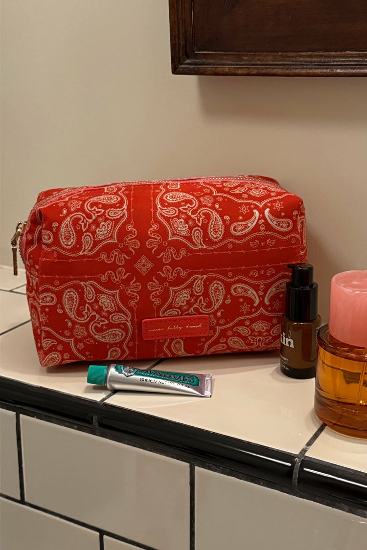 Never Fully Dressed Discount - Red Bandana Reversible Make Up Bag