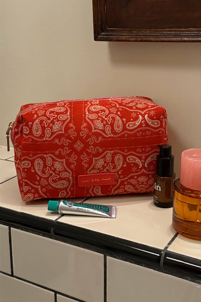 Never Fully Dressed Discount - Red Bandana Reversible Make Up Bag