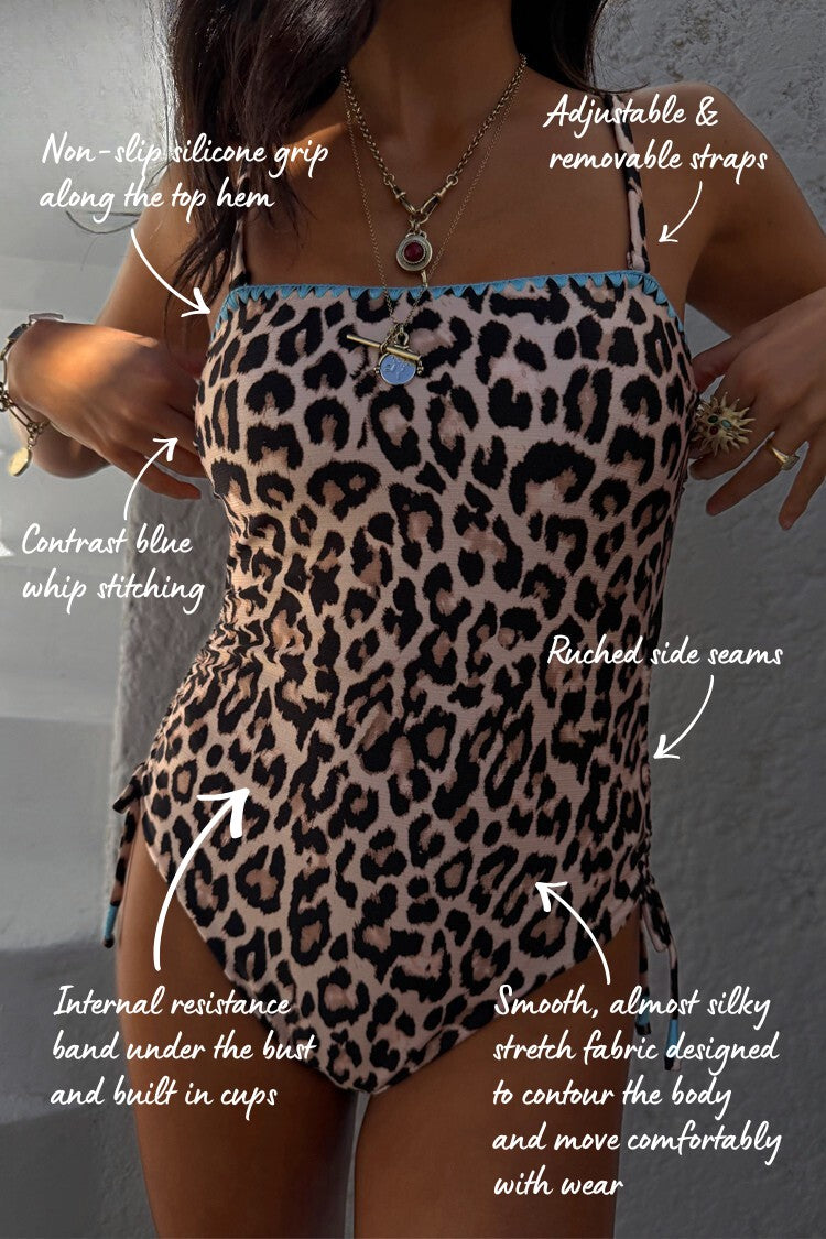 Never Fully Dressed Sale - Leopard Whipstitch Bandeau Swimsuit