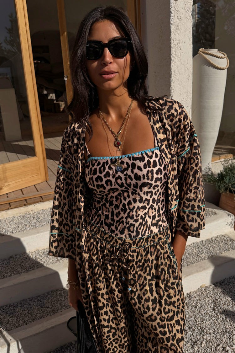 Never Fully Dressed Sale - Leopard Whipstitch Bandeau Swimsuit