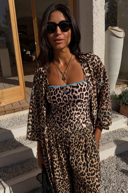 Never Fully Dressed Sale - Leopard Whipstitch Bandeau Swimsuit
