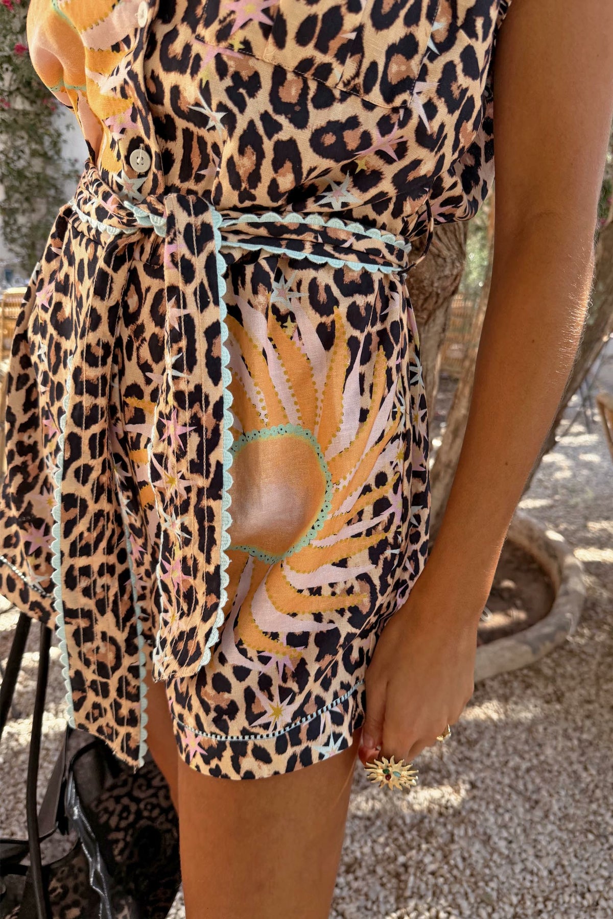 Never Fully Dressed Quality - Leopard Print Playsuit with Tie Waist