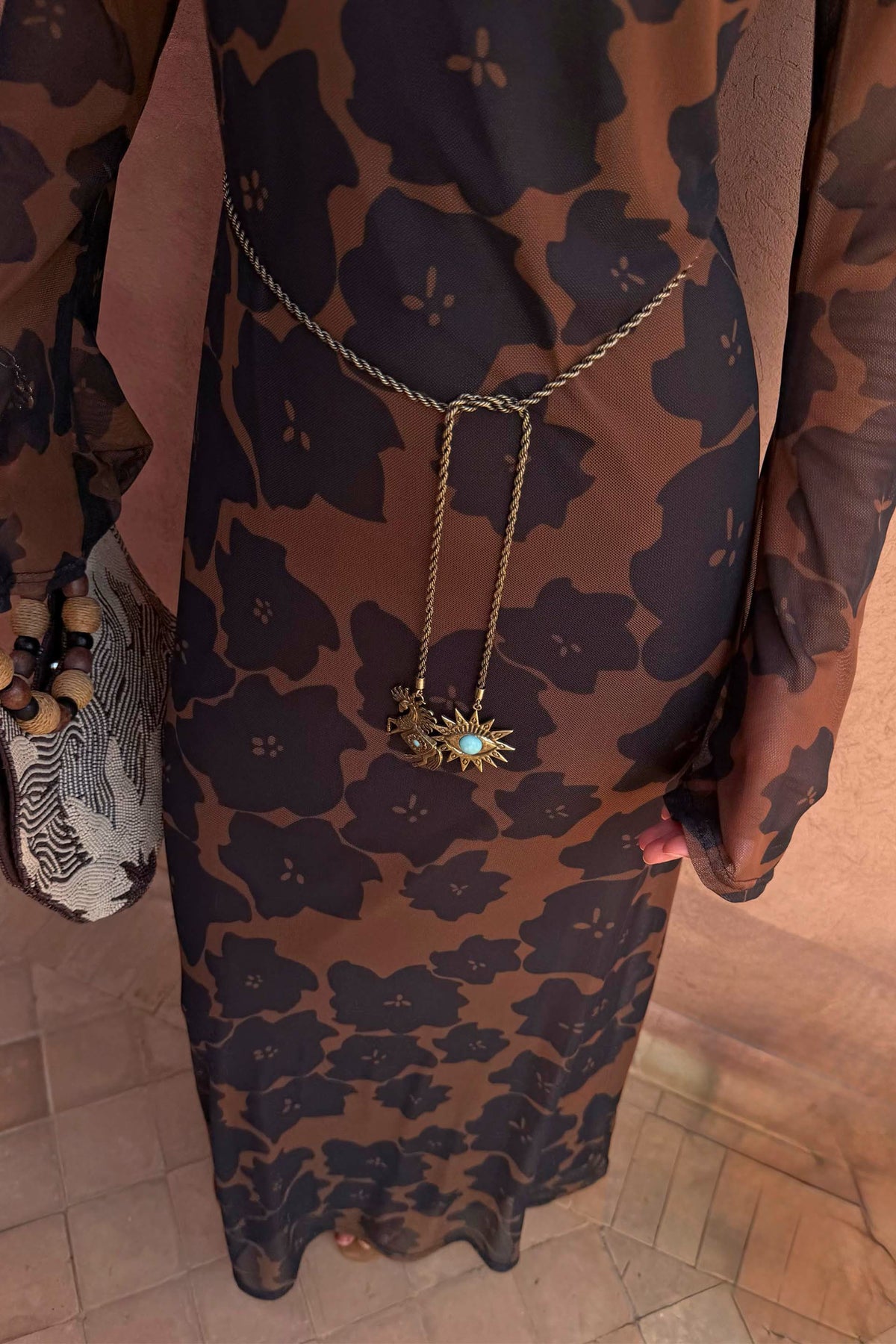 Never Fully Dressed Great Value - Tan Jaden Floral Mesh Dress