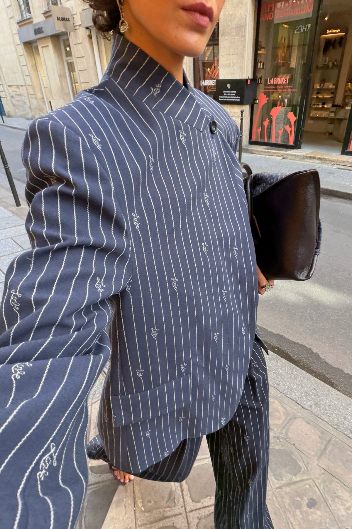 Never Fully Dressed Latest - Pinstripe Fold Over Blazer Petite