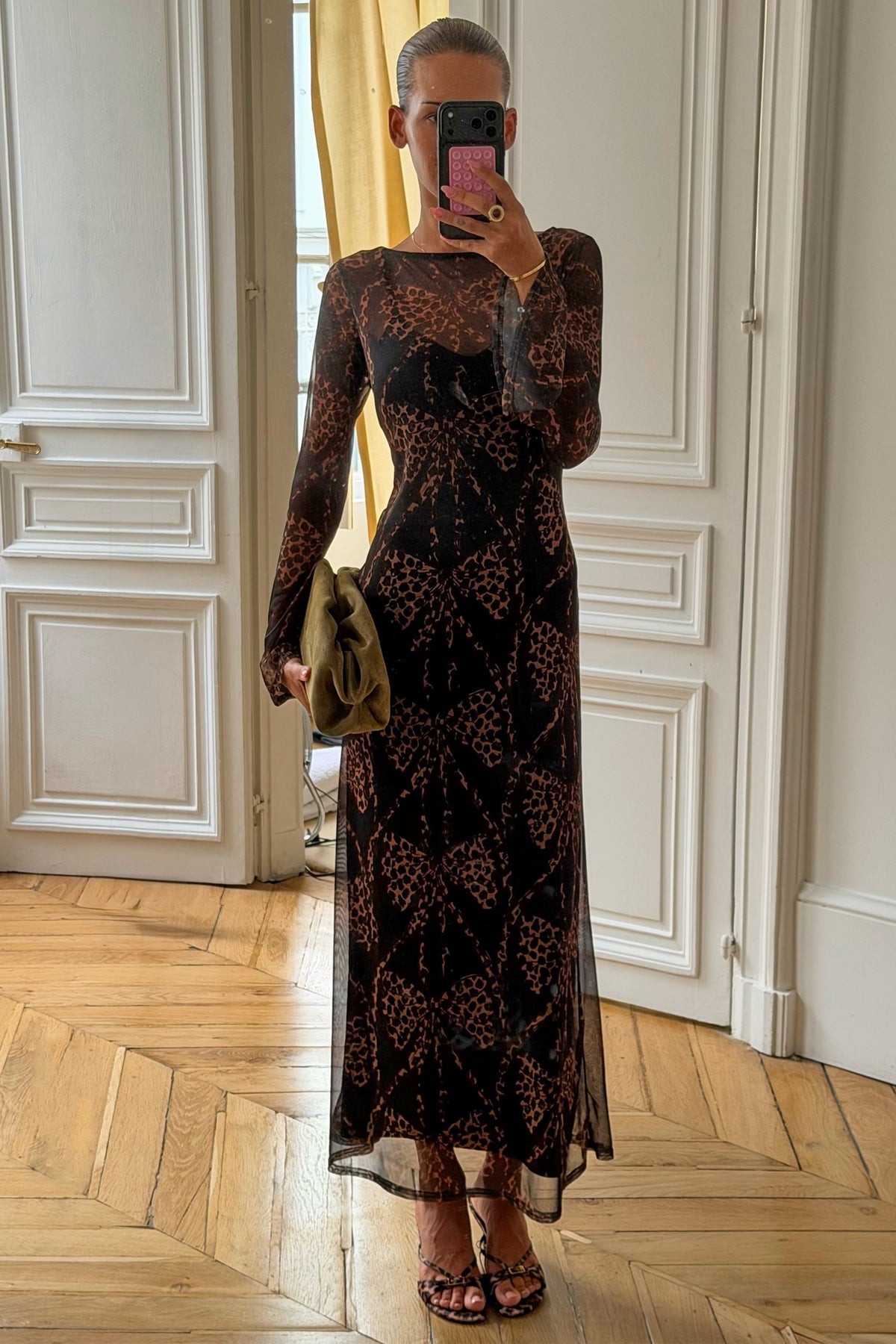 Never Fully Dressed Sale - Black Leopard Bow Aria Mesh Dress Petite