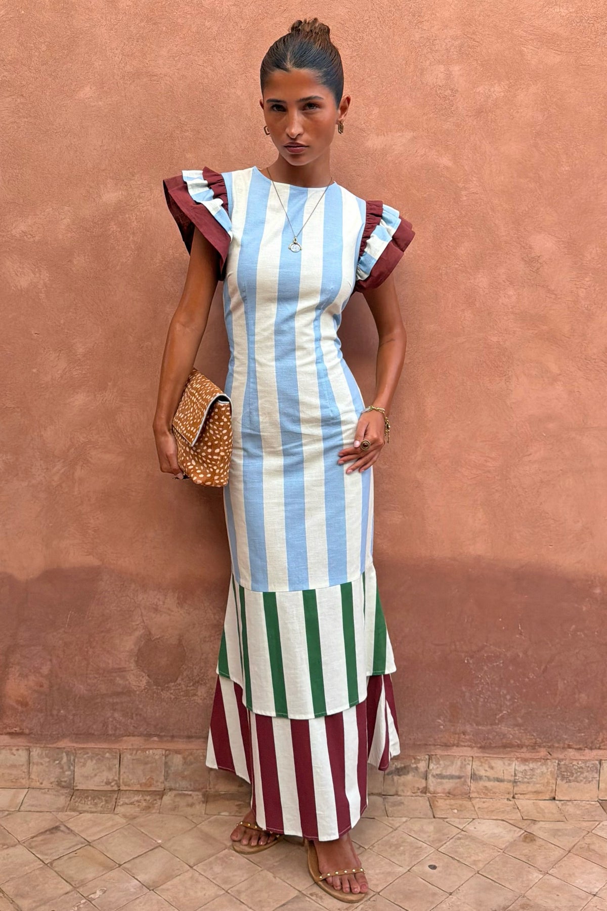 Never Fully Dressed Customer Favorite - Blue Stripe Alena Petite Midi Dress