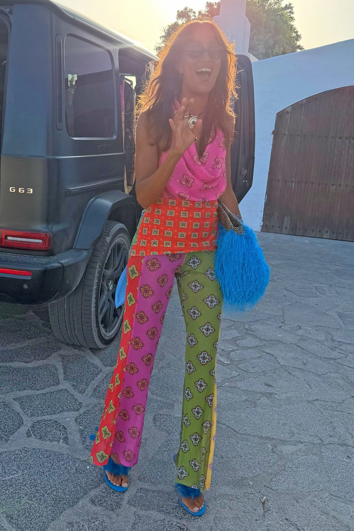 Never Fully Dressed Discount - Pink Mix Tile Mesh Flare Trousers Petite