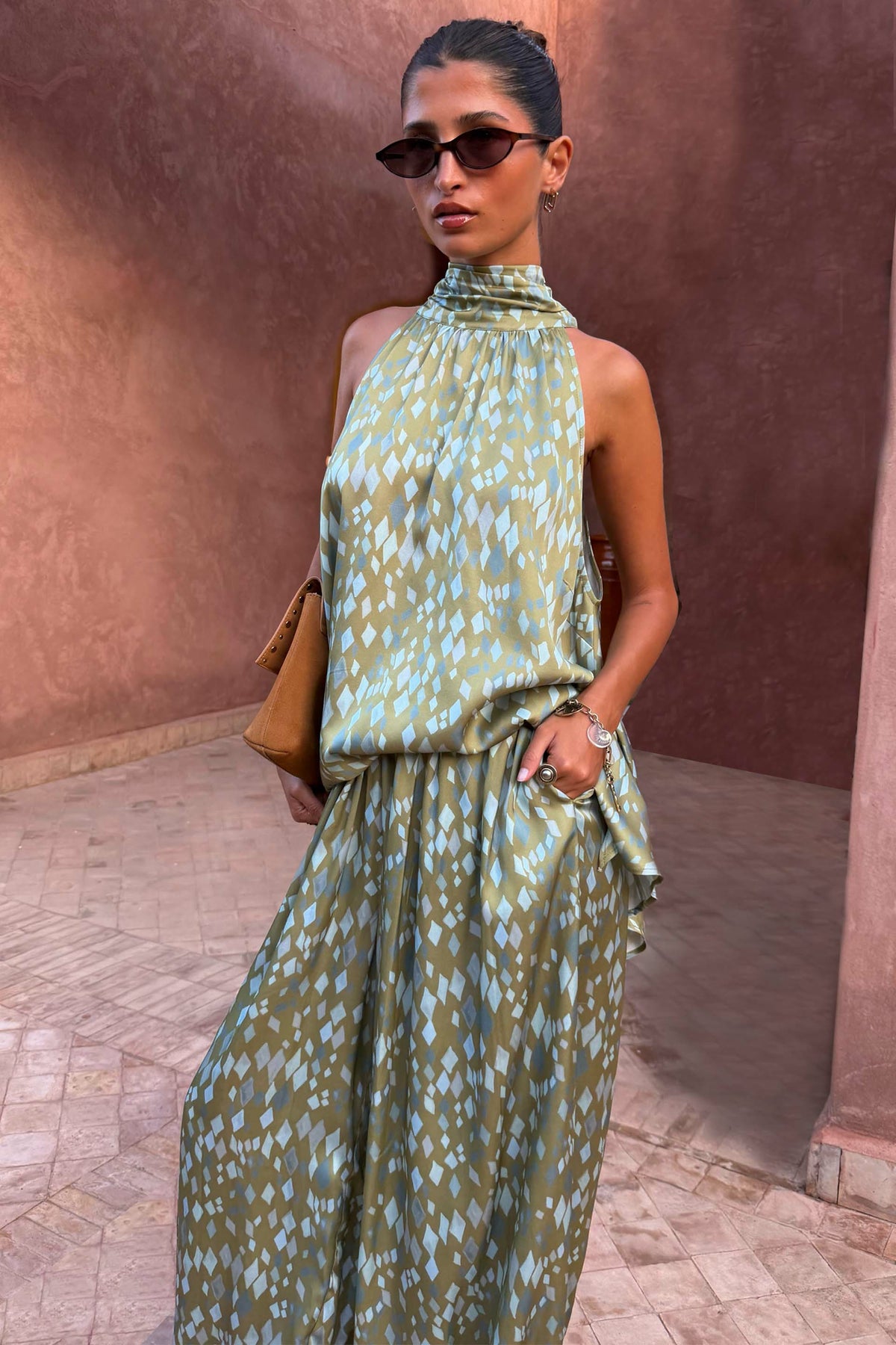 Never Fully Dressed Customer Favorite - Green Diamond Print Balloon Trouser Petite