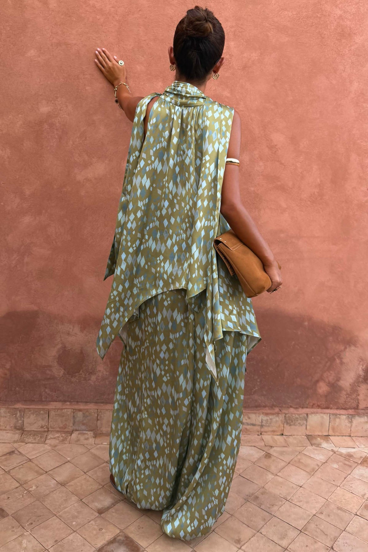 Never Fully Dressed Customer Favorite - Green Diamond Print Balloon Trouser Petite