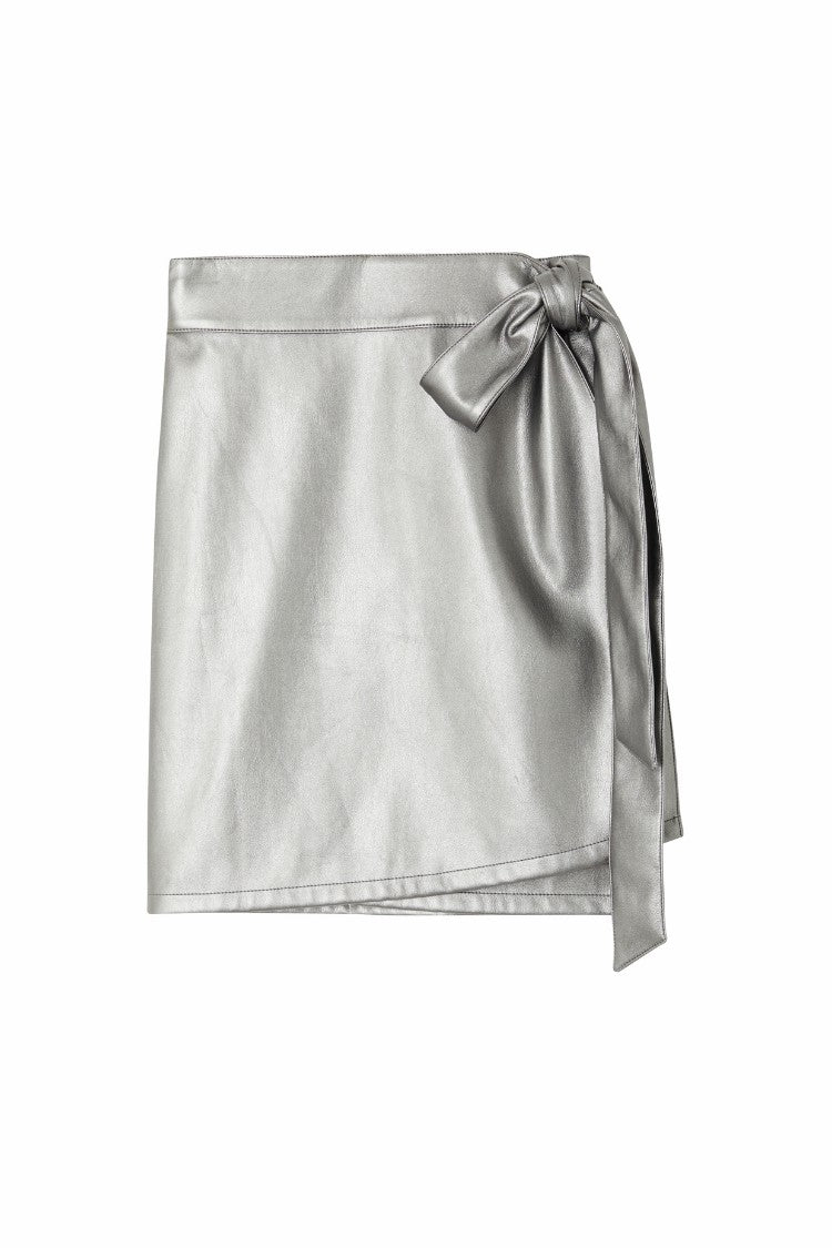Never Fully Dressed Quality - Gunmetal Vegan Leather Mini Jaspre Skirt Petite