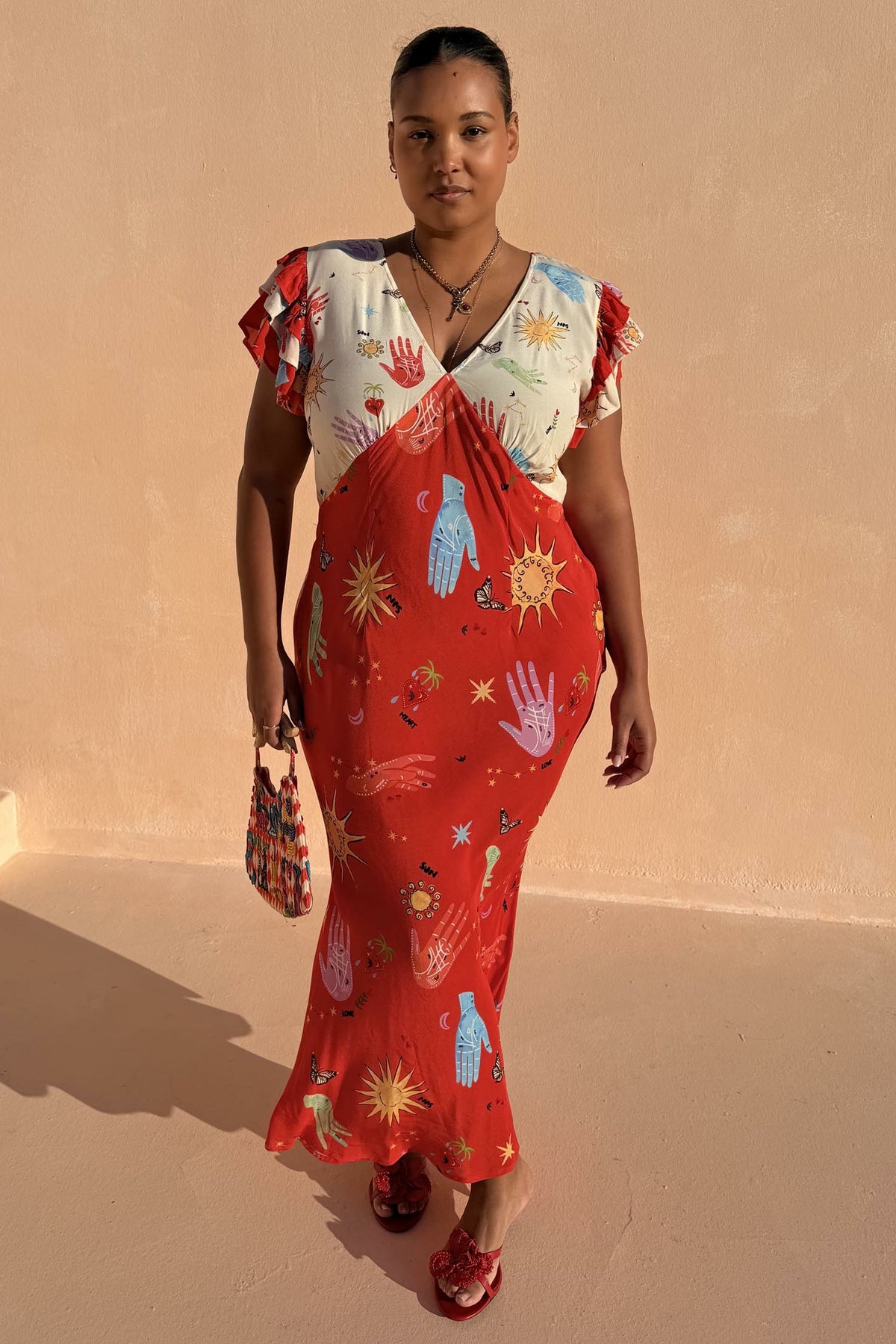Never Fully Dressed Deals - Red Celestial Midi Dress Petite