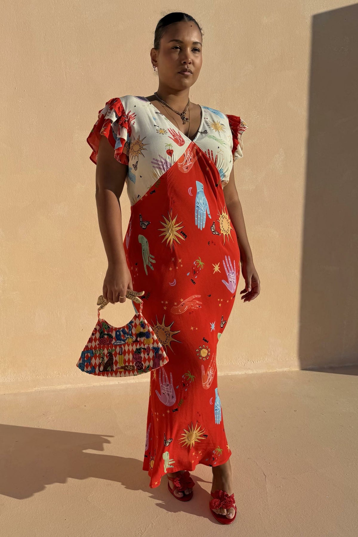 Never Fully Dressed Deals - Red Celestial Midi Dress Petite