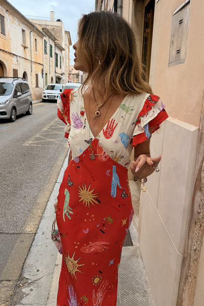 Never Fully Dressed Deals - Red Celestial Midi Dress Petite