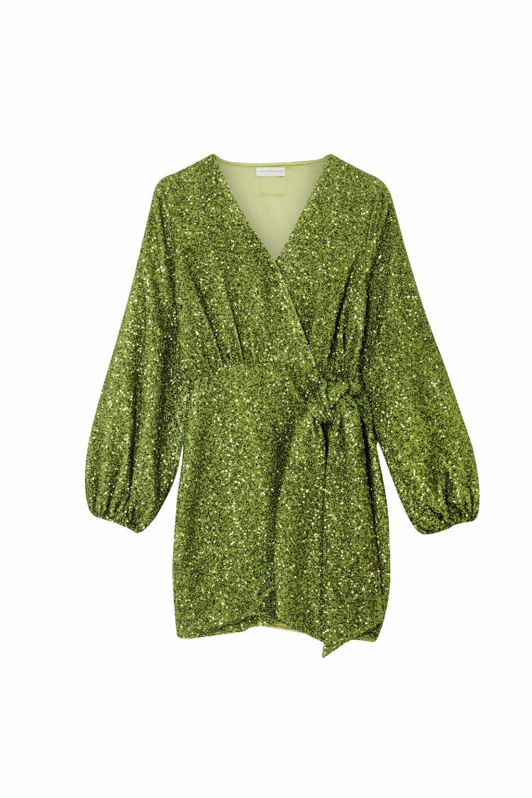 Never Fully Dressed Trending - Olive Sequin Mini Vienna Petite