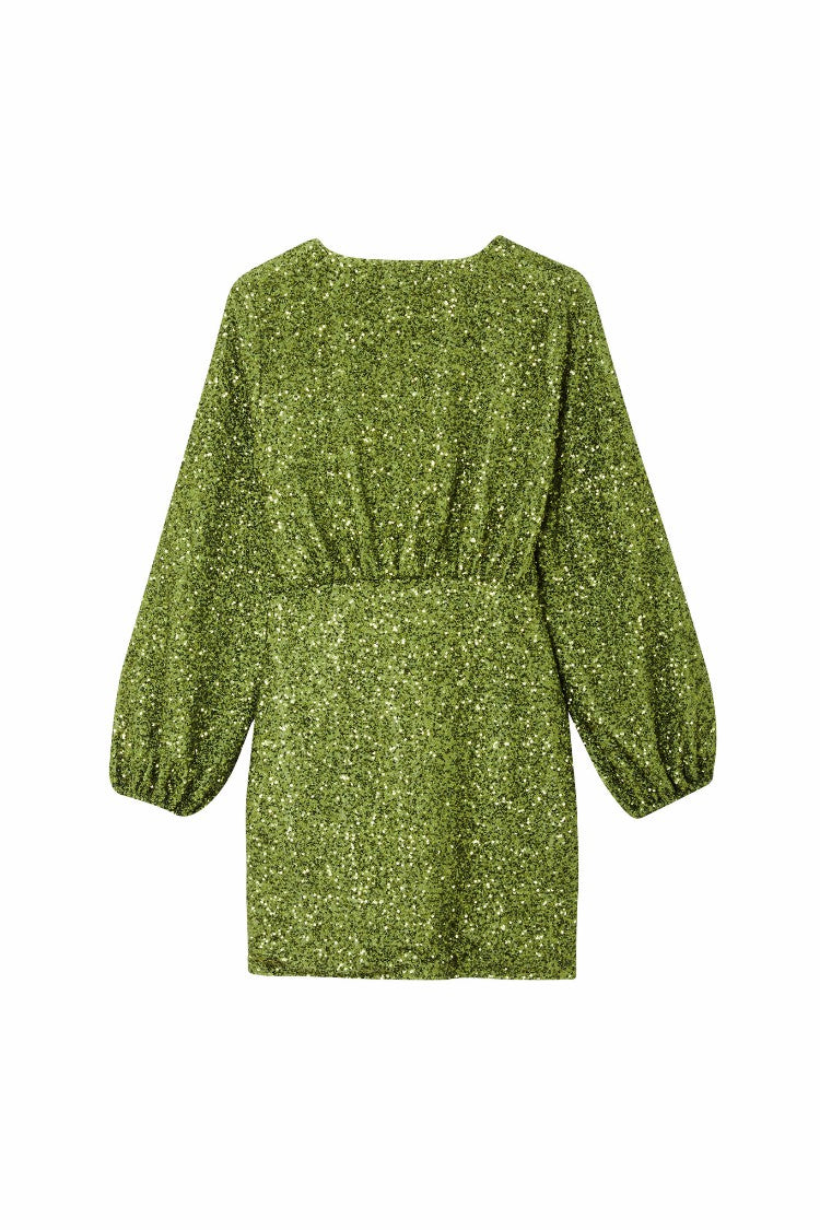 Never Fully Dressed Trending - Olive Sequin Mini Vienna Petite