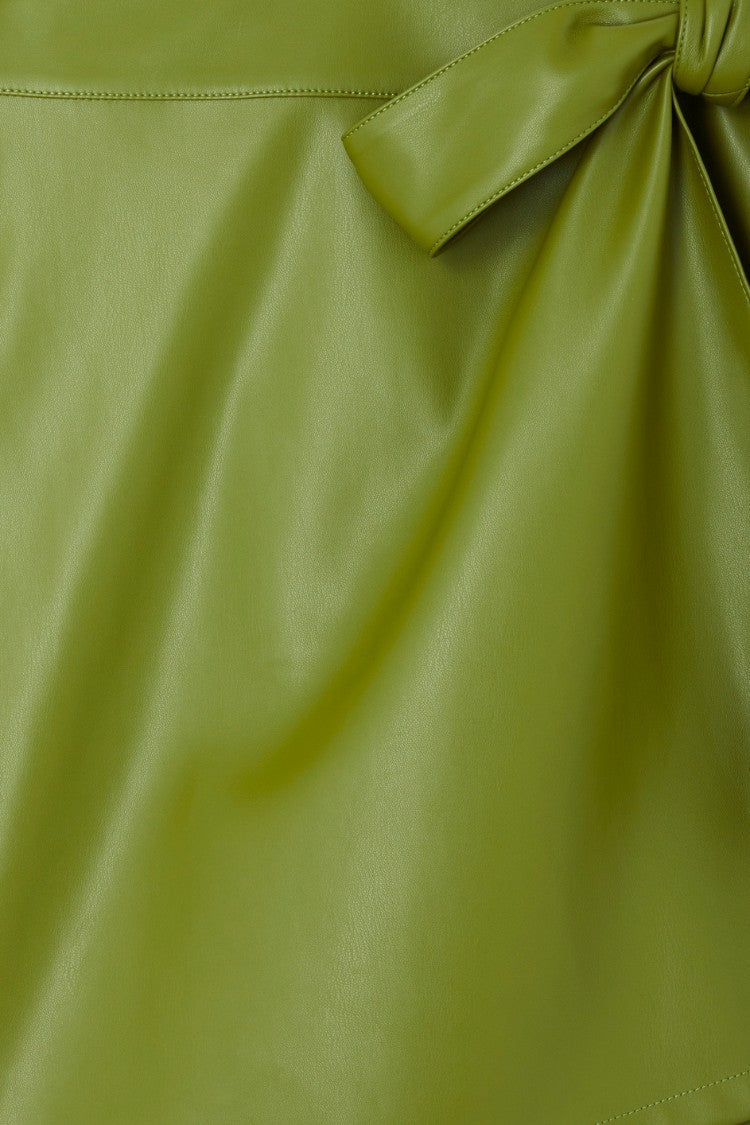Never Fully Dressed Hot Sale - Olive Green Vegan Leather Mini Jaspre Skirt Petite