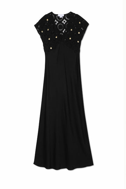 Never Fully Dressed Special Offer - Black Crochet Shell Elodie Dress Petite