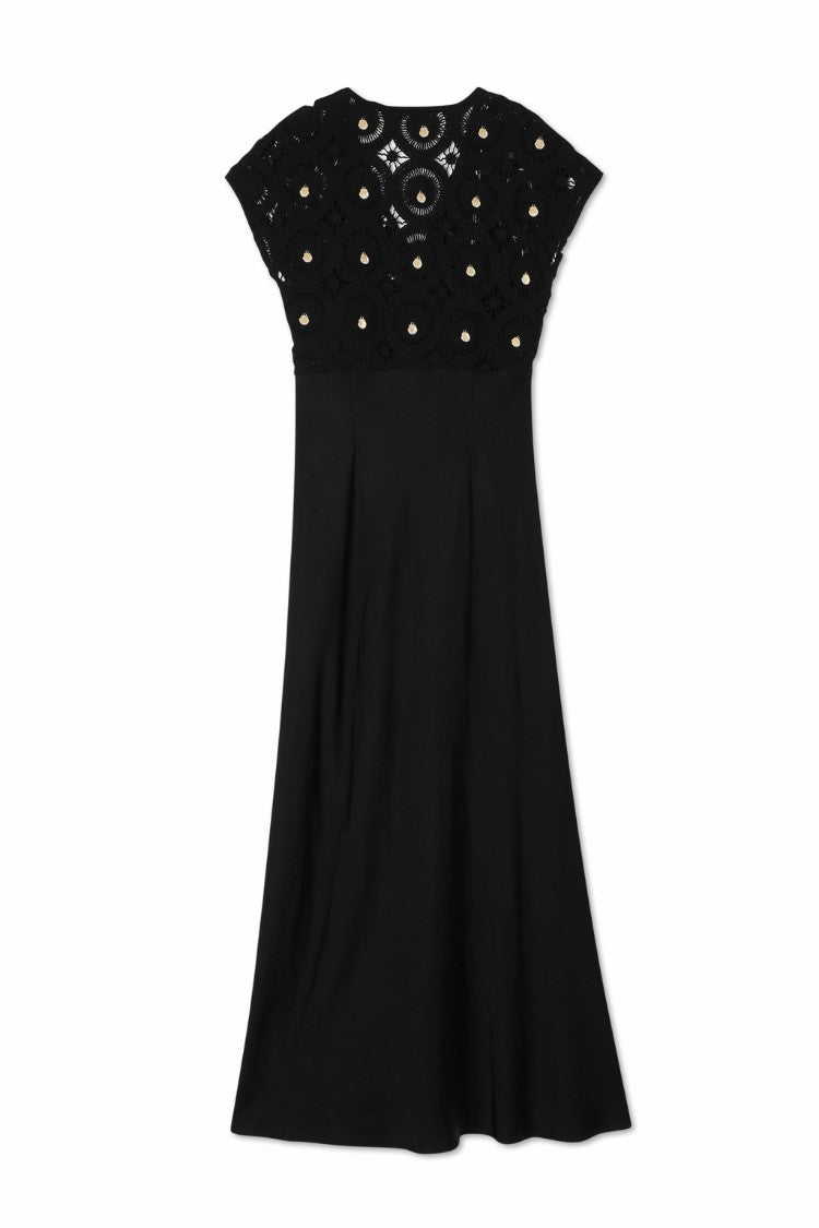 Never Fully Dressed Special Offer - Black Crochet Shell Elodie Dress Petite