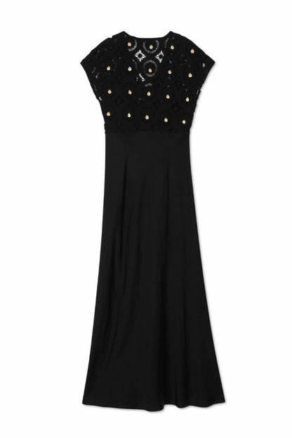 Never Fully Dressed Special Offer - Black Crochet Shell Elodie Dress Petite