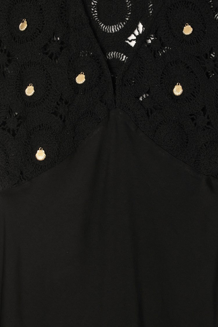 Never Fully Dressed Special Offer - Black Crochet Shell Elodie Dress Petite
