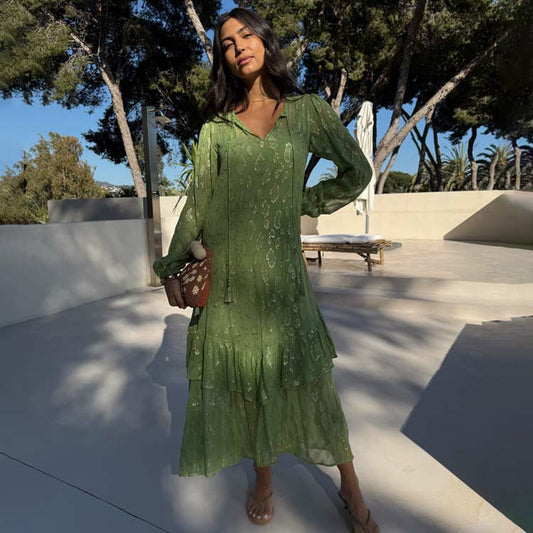 Never Fully Dressed Essential - Green Jacquard Harmony Dress Petite