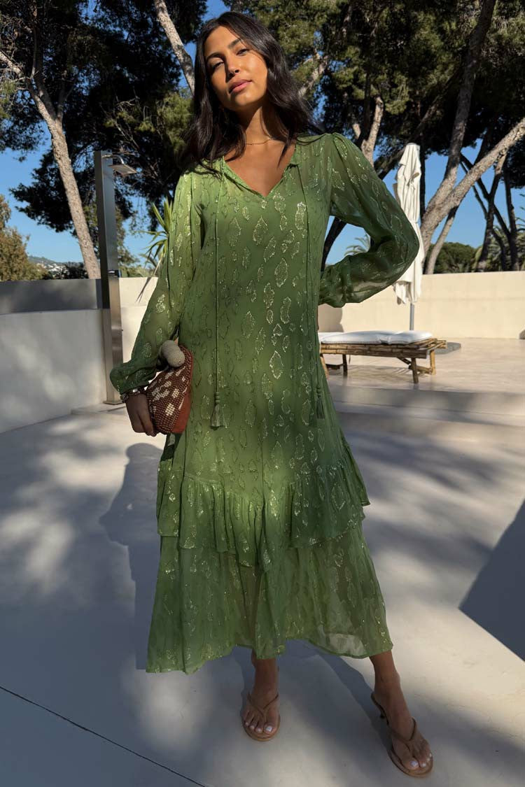 Never Fully Dressed Essential - Green Jacquard Harmony Dress Petite