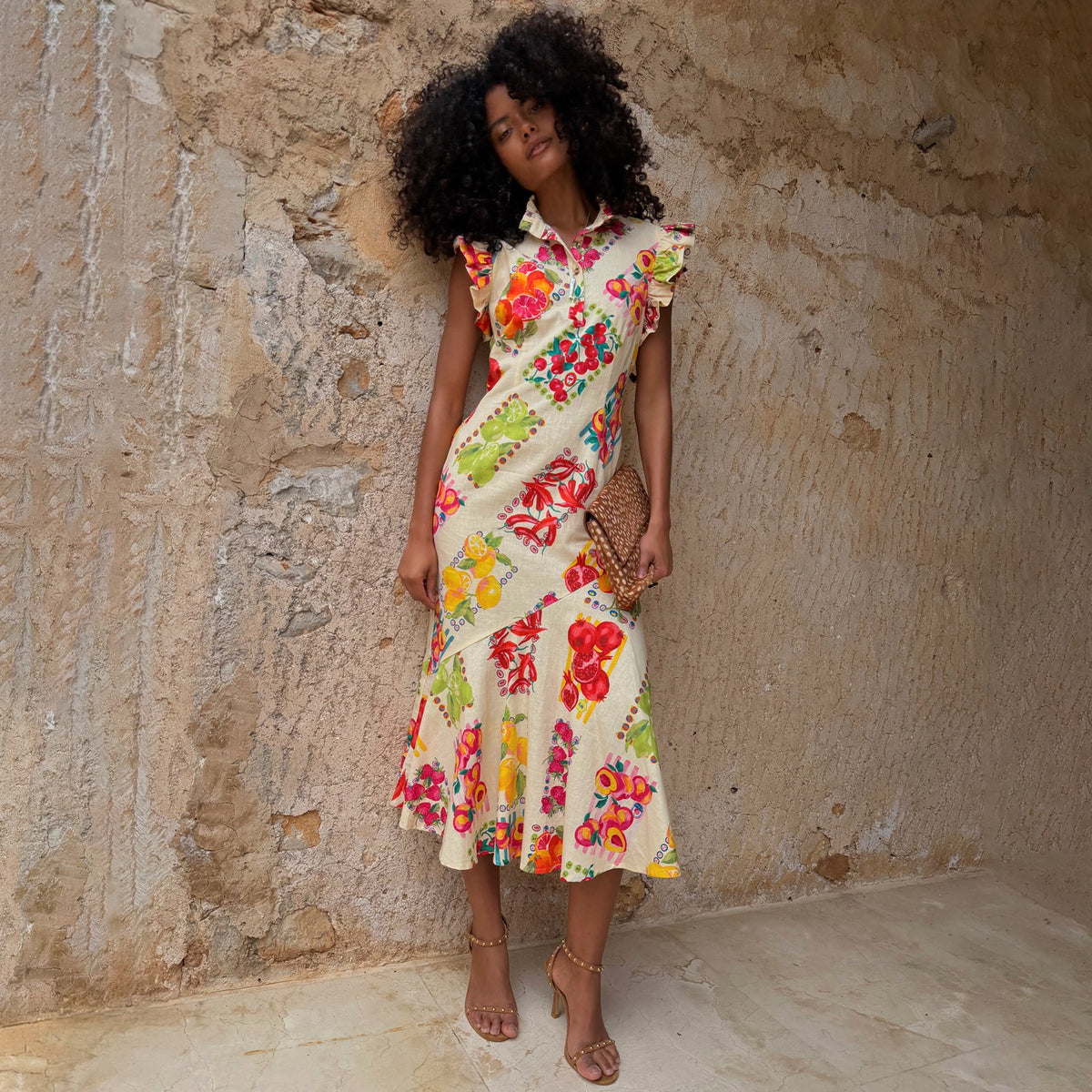 Never Fully Dressed Essential - Fruit Sticker Remi Midi Dress Petite