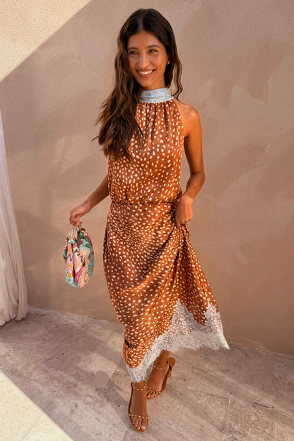 Never Fully Dressed Value - Deer Print Midi Maeva Skirt Petite with Lace Trim - Never Fully Dressed