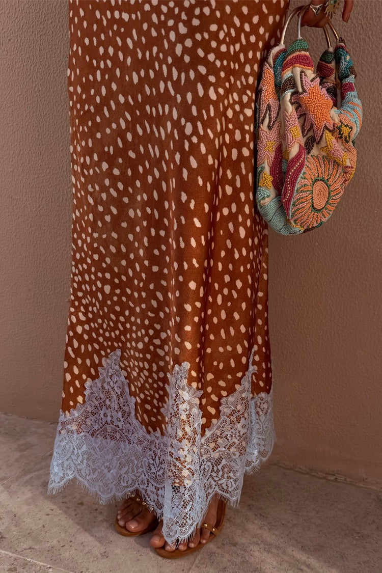Never Fully Dressed Value - Deer Print Midi Maeva Skirt Petite with Lace Trim - Never Fully Dressed